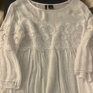 New Directions Sheer White Blouse